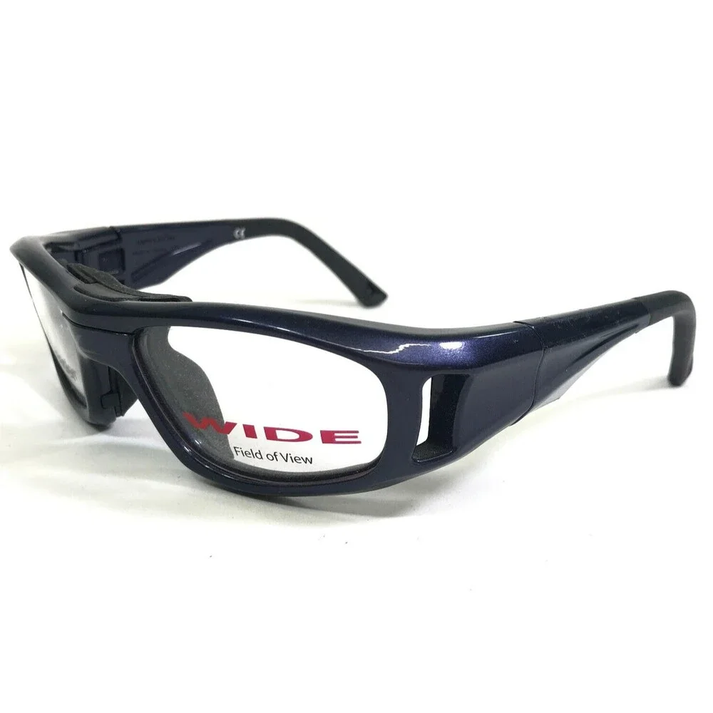 Leader Safety Eyeglasses Frames Leadero 2 Shiny Blue Square Wide Fit 52-16-125